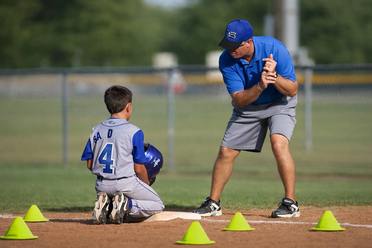 Youth baseball athlete working with a coach during private training