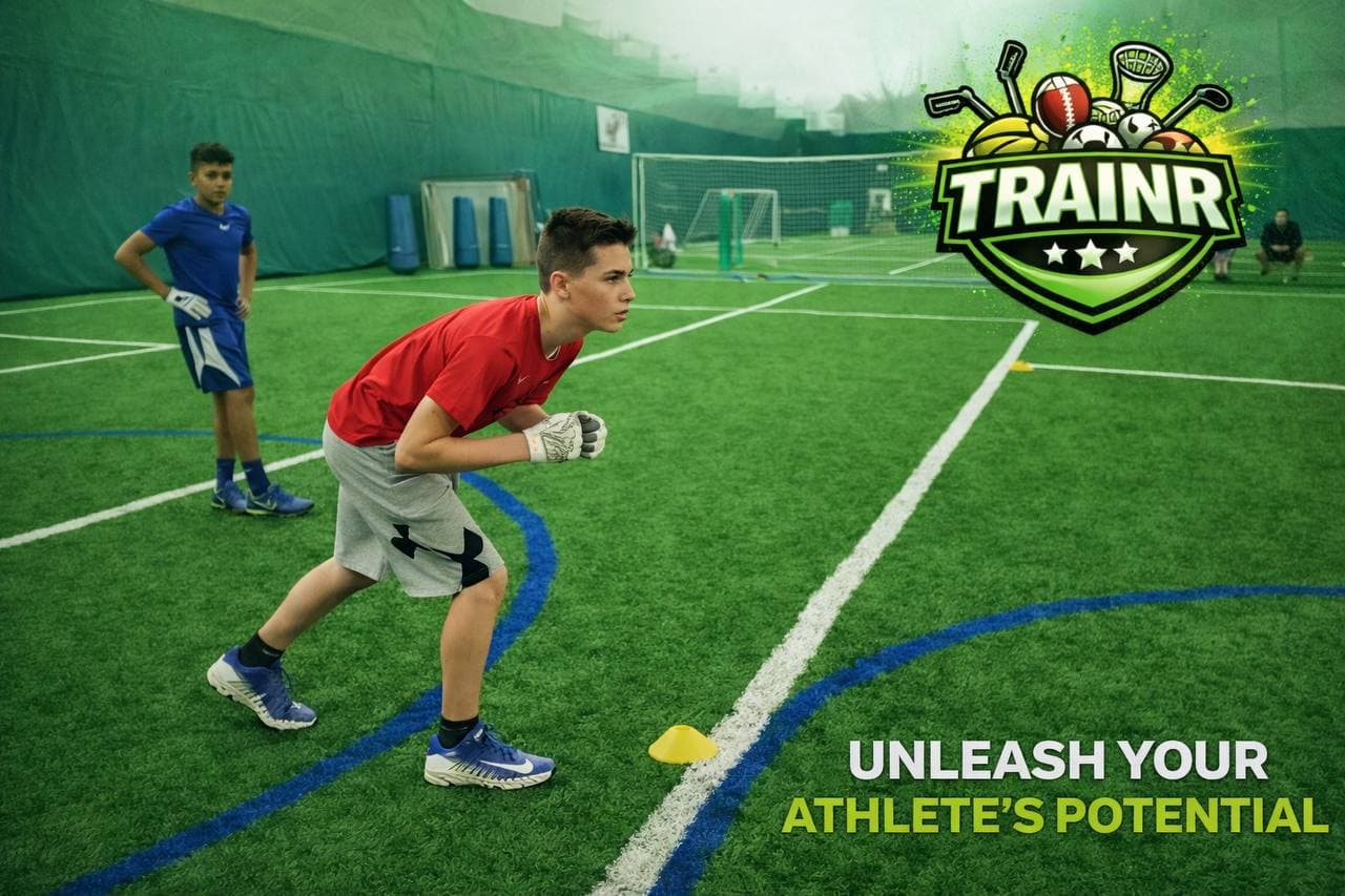 Trainr youth sports hero featuring athletes and the Trainr logo